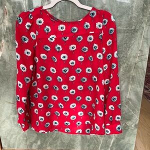J. Crew Floral Red Women's Blouse Top